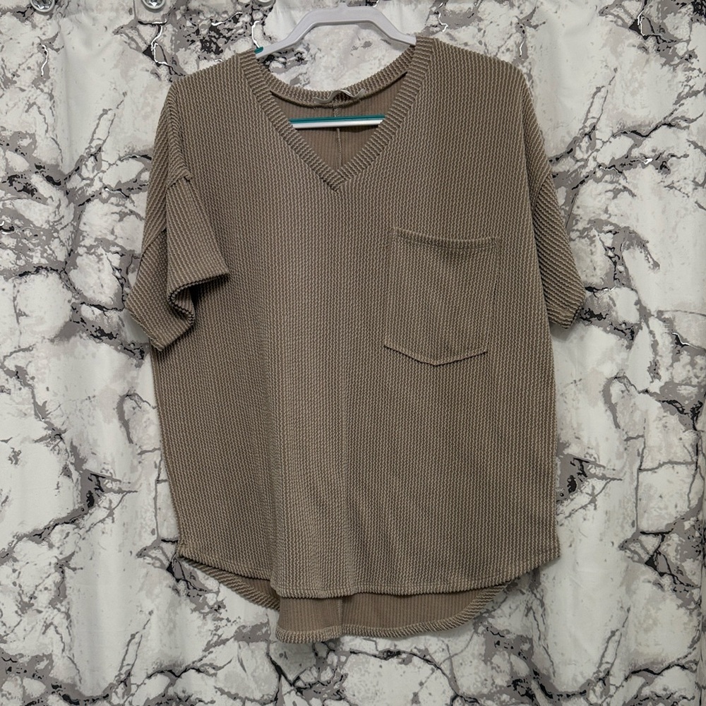 Altar'd State Tan Knit V-Neck Top